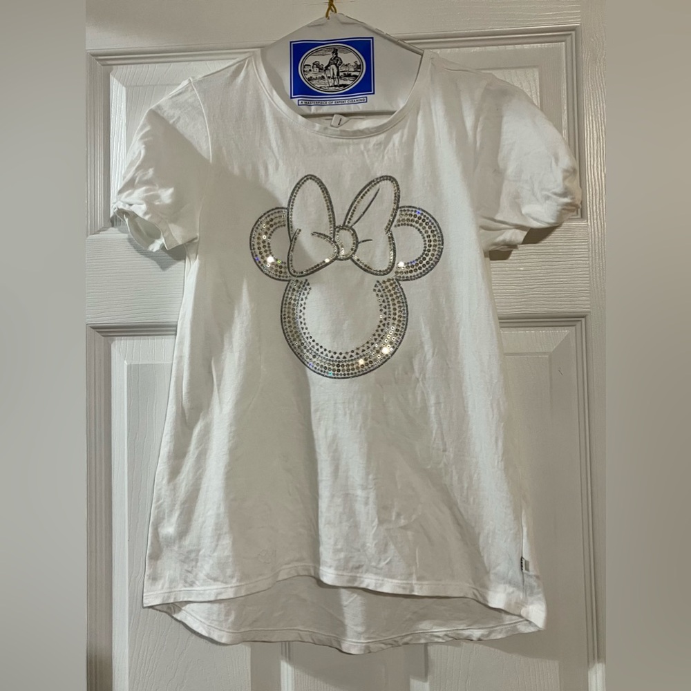 Disney x GAP Kids Minnie Mouse Sequin Glitter High Low Puffed T Shirt - Size XXL